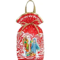 Сладкий новогодний подарок Мешочек с двумя ручками красный/золотой 1500 грамм элит